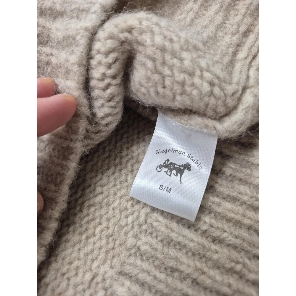 Siegelman Stable Knit Cardigan Beige Yak Alpaca Wool V Neck Women's S/Medium